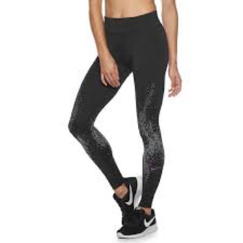Nike Women Fast Flash Black/Vivid Purple Dri Fit  Running Tight, Size Large
